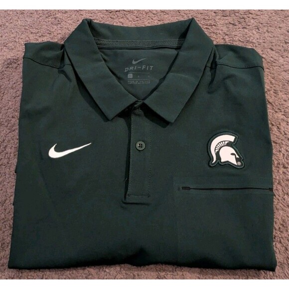 New with Tags! Nike Michigan State Spartans Green Polo Men's Large - Picture 3 of 7